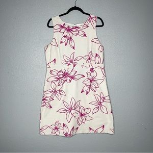 Ann Taylor White & Pink floral sleeveless dress- 16